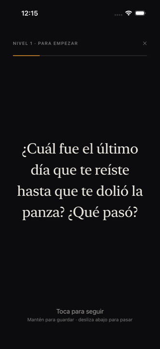 Una pregunta de Vernos en pantalla, en tipografía serif grande sobre fondo oscuro.
